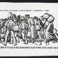 Staffa 1981 Great gold Rushes £8 The Trail of Tears (horizontal) - B&W bromide proof of yssued design as Rosen SF 1010