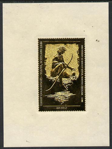 Staffa 1981 Great gold Rushes £8 Discovery at Rock River embossed in 24k gold foil self-adhesive proof unmounted mint Rosen SF 1009