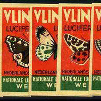 Match Box Labels - complete set of 10 Butterflies, superb unused condition (Dutch Vlinder series)