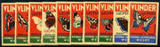 Match Box Labels - complete set of 10 Butterflies, superb unused condition (Dutch Vlinder series)