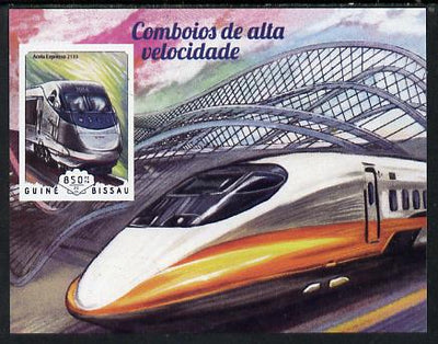 Guinea - Bissau 2014 High Speed Trains #1 imperf deluxe sheet unmounted mint. Note this item is privately produced and is offered purely on its thematic appeal