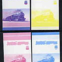 St Vincent - Union Island 75c Locomotive CR Class C 4-6-0 set of 4 imperf se-tenant proof pairs printed in magenta, blue, yellow and magenta & blue composite unmounted mint