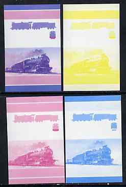 St Vincent - Union Island 75c Locomotive CR Class C 4-6-0 set of 4 imperf se-tenant proof pairs printed in magenta, blue, yellow and magenta & blue composite unmounted mint