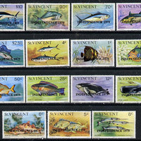 St Vincent 1979 Fish definitive set of 15 overprinted INDEPENDENCE 1979 unmounted mint SG 606-20