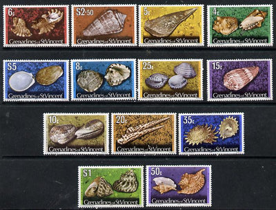St Vincent - Grenadines 1974 Shells definitive set complete with imprint ate 4c to $5 (13 vals) unmounted mint SG 38B-52B