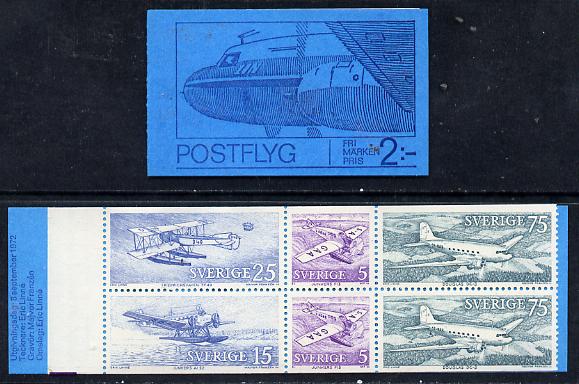 Sweden 1972 Swedish Mailplanes 2k booklet complete and fine, SG SB 275