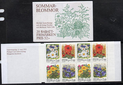 Sweden 1993 - Rebate Stamps - Flowers 52k booklet complete and fine, SG SB 458