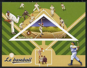 Congo 2015 Baseball imperf deluxe sheet containing one triangular value unmounted mint