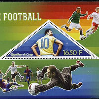 Congo 2015 Football perf deluxe sheet containing one triangular value unmounted mint