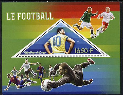Congo 2015 Football perf deluxe sheet containing one triangular value unmounted mint