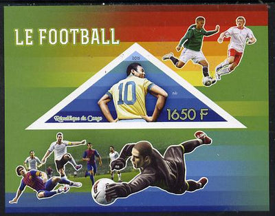 Congo 2015 Football imperf deluxe sheet containing one triangular value unmounted mint