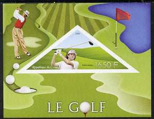 Congo 2015 Golf imperf deluxe sheet containing one triangular value unmounted mint