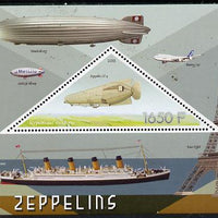 Congo 2015 Zeppelins perf deluxe sheet containing one triangular value unmounted mint