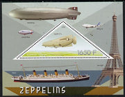 Congo 2015 Zeppelins perf deluxe sheet containing one triangular value unmounted mint