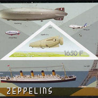 Congo 2015 Zeppelins imperf deluxe sheet containing one triangular value unmounted mint