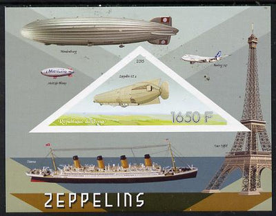 Congo 2015 Zeppelins imperf deluxe sheet containing one triangular value unmounted mint