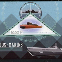 Congo 2015 Submarines perf deluxe sheet containing one triangular value unmounted mint