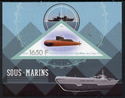 Congo 2015 Submarines imperf deluxe sheet containing one triangular value unmounted mint