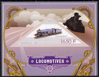 Congo 2015 Steam Locomotives imperf deluxe sheet containing one triangular value unmounted mint