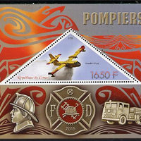 Congo 2015 Fire Services perf deluxe sheet containing one triangular value unmounted mint