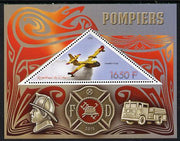 Congo 2015 Fire Services perf deluxe sheet containing one triangular value unmounted mint