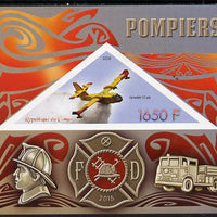 Congo 2015 Fire Services imperf deluxe sheet containing one triangular value unmounted mint