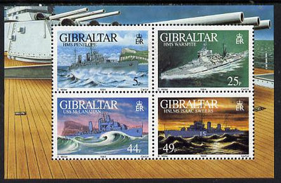 Gibraltar 1994 Warships of Second World War #2 perf m/sheet containing set of 4 unmounted mint, SG MS 724