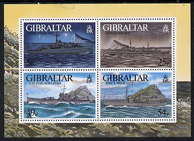 Gibraltar 1996 Warships of Second World War #4 perf m/sheet containing set of 4 unmounted mint, SG MS 779