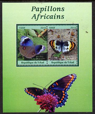 Chad 2015 African Butterflies #1 (green background) perf sheetlet containing 2 values unmounted mint. Note this item is privately produced and is offered purely on its thematic appeal. .