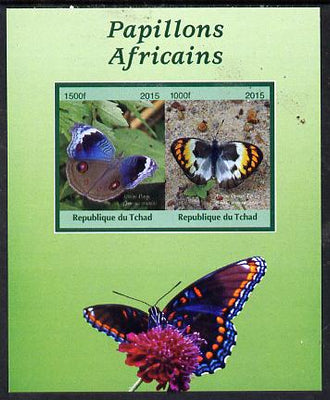 Chad 2015 African Butterflies #1 (green background) imperf sheetlet containing 2 values unmounted mint. Note this item is privately produced and is offered purely on its thematic appeal. .