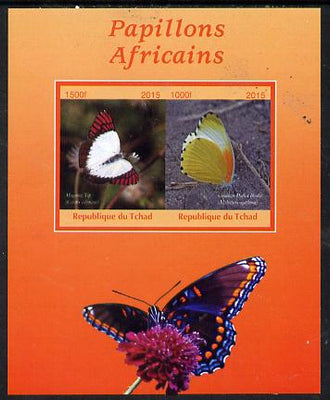 Chad 2015 African Butterflies #3 (orange background) perf sheetlet containing 2 values unmounted mint. Note this item is privately produced and is offered purely on its thematic appeal. .