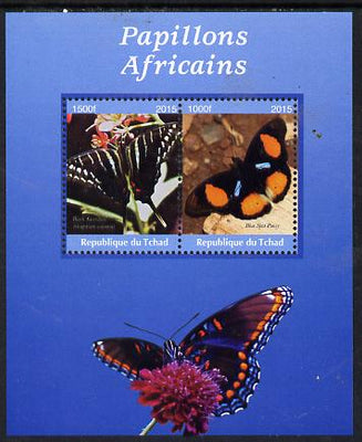 Chad 2015 African Butterflies #5 (blue background) perf sheetlet containing 2 values unmounted mint. Note this item is privately produced and is offered purely on its thematic appeal. .
