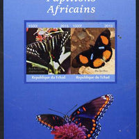 Chad 2015 African Butterflies #5 (blue background) imperf sheetlet containing 2 values unmounted mint. Note this item is privately produced and is offered purely on its thematic appeal. .