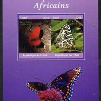 Chad 2015 African Butterflies #6 (purple background) imperf sheetlet containing 2 values unmounted mint. Note this item is privately produced and is offered purely on its thematic appeal. .
