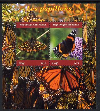 Chad 2015 Butterflies #2 perf sheetlet containing 2 values unmounted mint. Note this item is privately produced and is offered purely on its thematic appeal. .