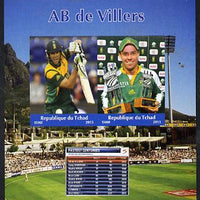 Chad 2015 AB de Villers (cricketer) imperf sheetlet containing 2 values unmounted mint. Note this item is privately produced and is offered purely on its thematic appeal. .