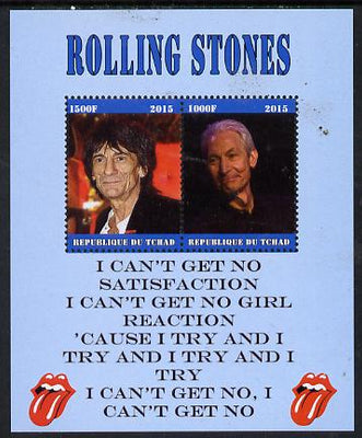 Chad 2015 The Rolling Stones #2 perf sheetlet containing 2 values unmounted mint. Note this item is privately produced and is offered purely on its thematic appeal. .