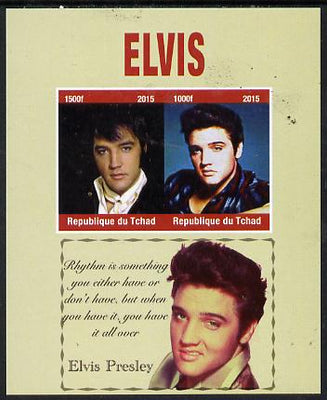 Chad 2015 Elvis Presley imperf sheetlet containing 2 values unmounted mint. Note this item is privately produced and is offered purely on its thematic appeal. .