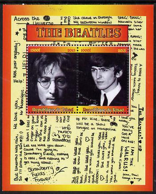 Chad 2015 The Beatles #2 perf sheetlet containing 2 values unmounted mint. Note this item is privately produced and is offered purely on its thematic appeal. .