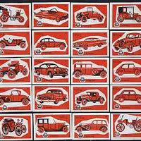 Match Box Labels - complete set of 20 Cars (red on white) superb unused condition (Yugoslavian Drava series)