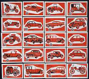 Match Box Labels - complete set of 20 Cars (red on white) superb unused condition (Yugoslavian Drava series)