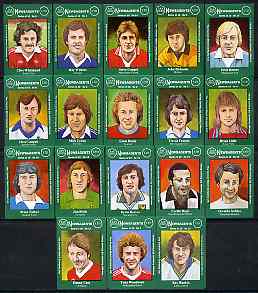 Match Box Labels - complete set of 18 Footballers, superb unused condition (Jay Dee Series)