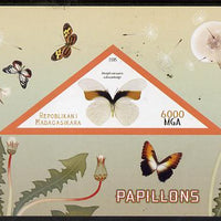 Madagascar 2015 Butterflies #1 imperf deluxe sheet containing one triangular value unmounted mint