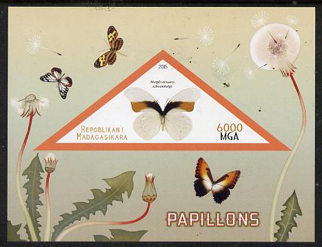 Madagascar 2015 Butterflies #1 imperf deluxe sheet containing one triangular value unmounted mint