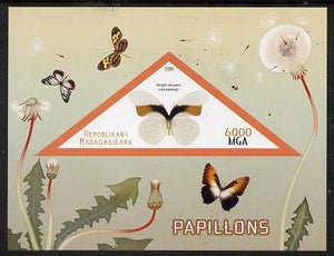 Madagascar 2015 Butterflies #1 imperf deluxe sheet containing one triangular value unmounted mint