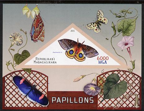 Madagascar 2015 Butterflies #2 imperf deluxe sheet containing one triangular value unmounted mint