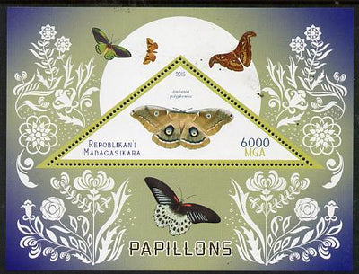 Madagascar 2015 Butterflies #3 perf deluxe sheet containing one triangular value unmounted mint
