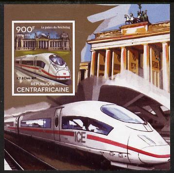 Central African Republic 2015 High Speed Trains #2 imperf deluxe sheet unmounted mint. Note this item is privately produced and is offered purely on its thematic appeal
