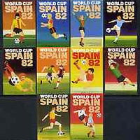 Match Box Labels - complete set of 10 World Cup Football 1982, superb unused condition (Cornish Match Co)