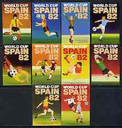 Match Box Labels - complete set of 10 World Cup Football 1982, superb unused condition (Cornish Match Co)